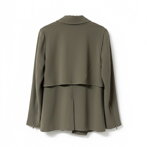 Wilfred Mayet Jacket - Sage Green Japanese Crepe Moto Coat - Size Small - Picture 3 of 14